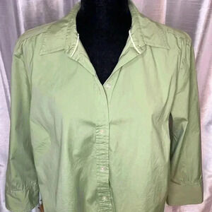 Eddie Bauer Light Green Women’s XL Tall Button Down 3/4 Sleeve Top